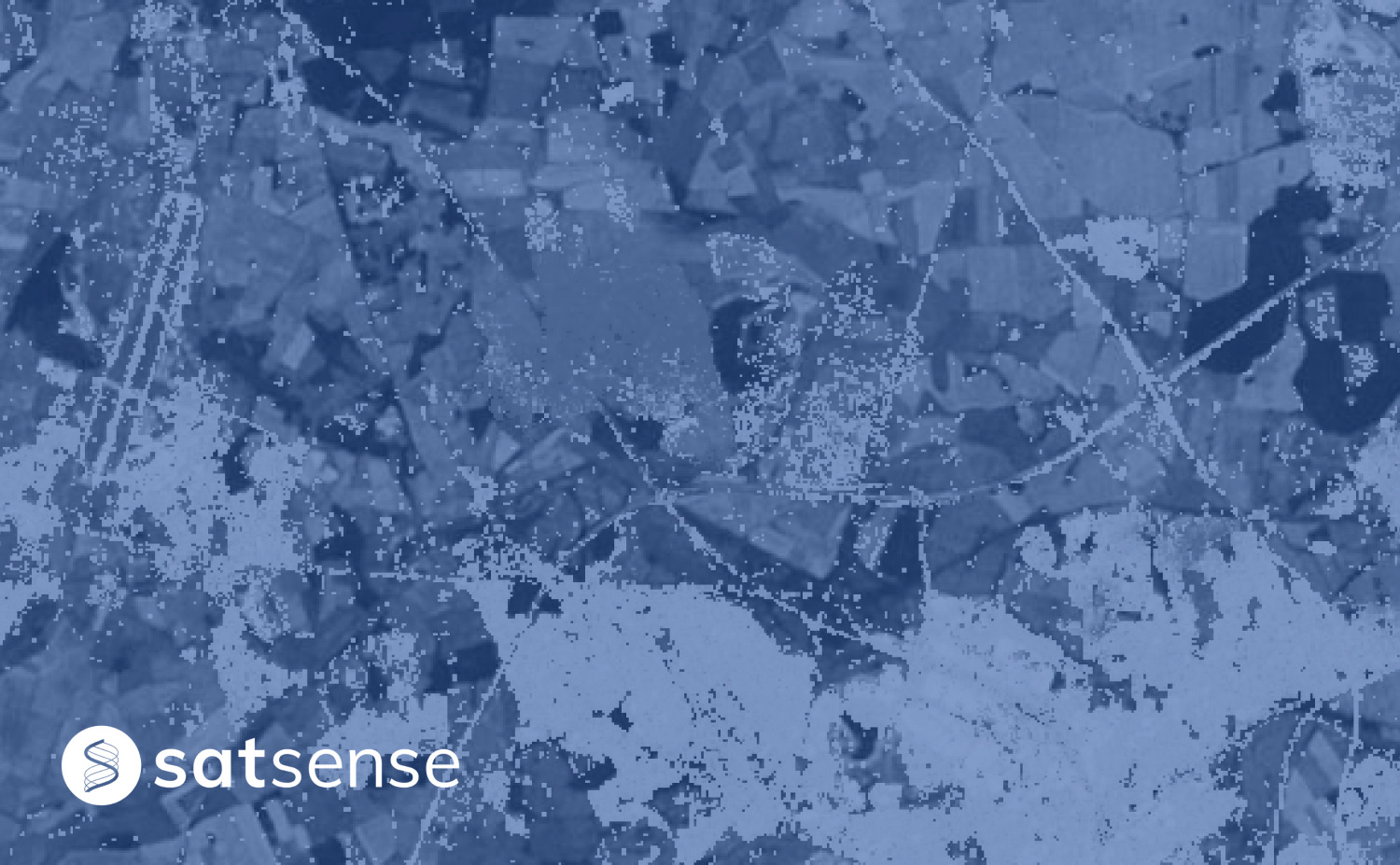 Top view of a large region with InSAR data points with SatSense logo on the bottom left corner