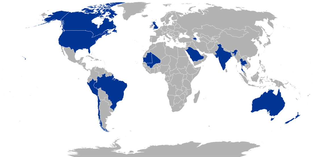 Satsense global reach highlighted countries