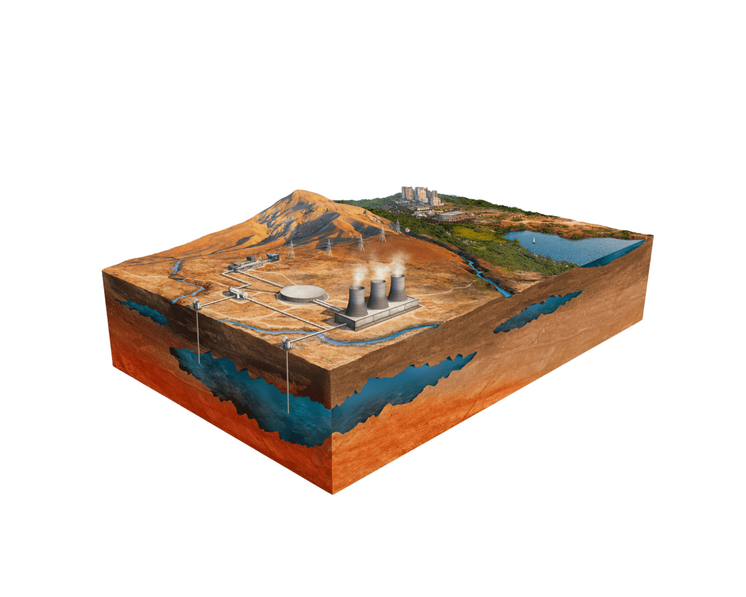 Three-dimensional model of a geothermal field