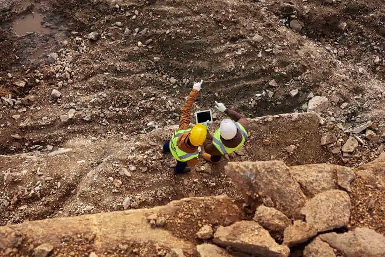 A geotechnical site with 2 engineers