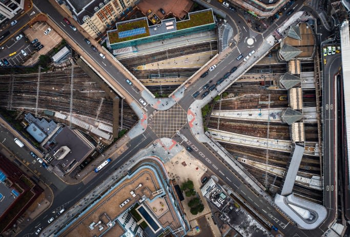 Satellite view road infrastructure
