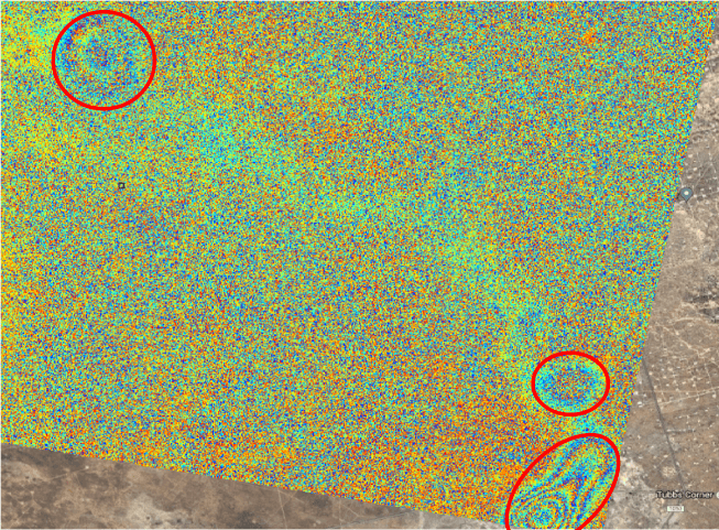 Interferometer 3 distinct uplifting shallow deformation