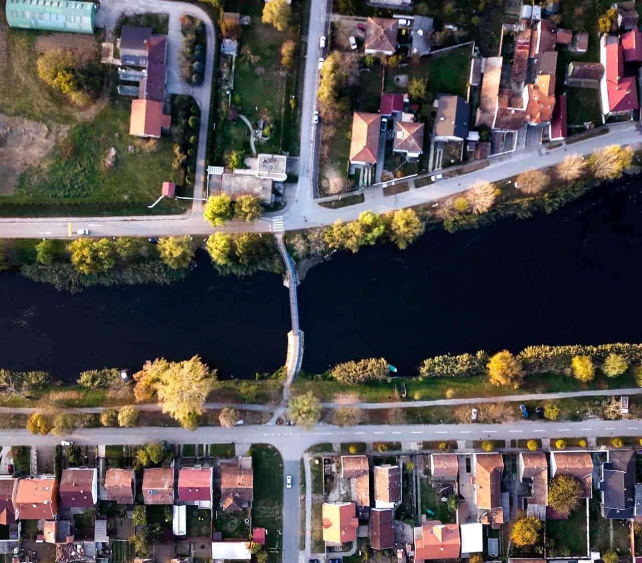 Sky footage of residential buildings