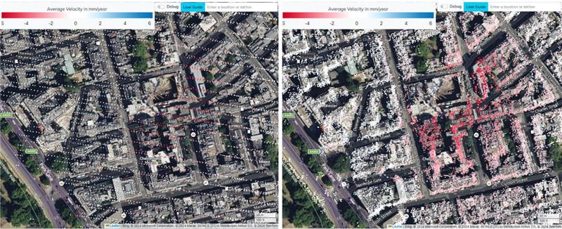 Sentinel-1 vs TerraSAR-X Mayfair, London comparison
