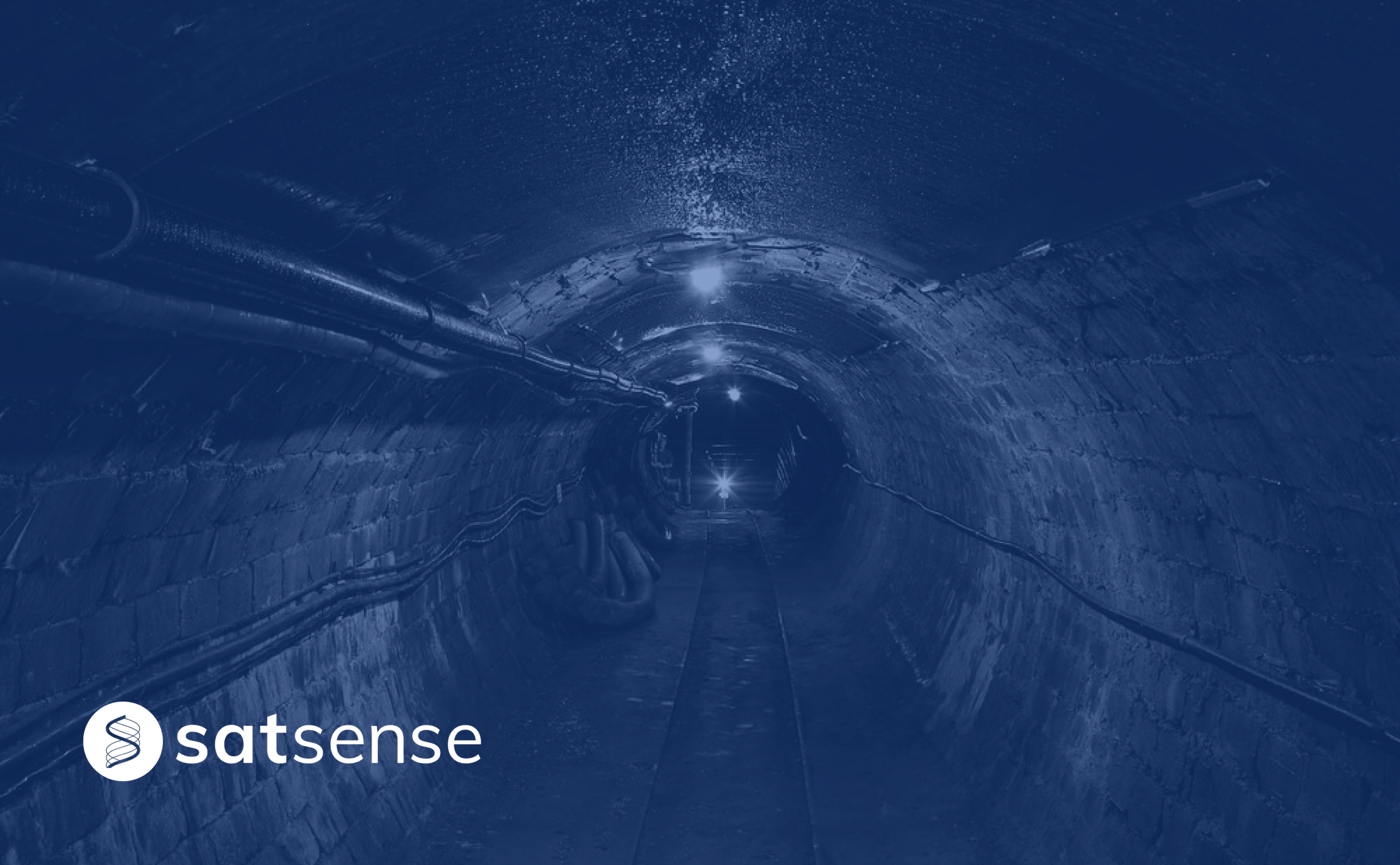 A tunnel with a SatSense logo on the bottom left corner