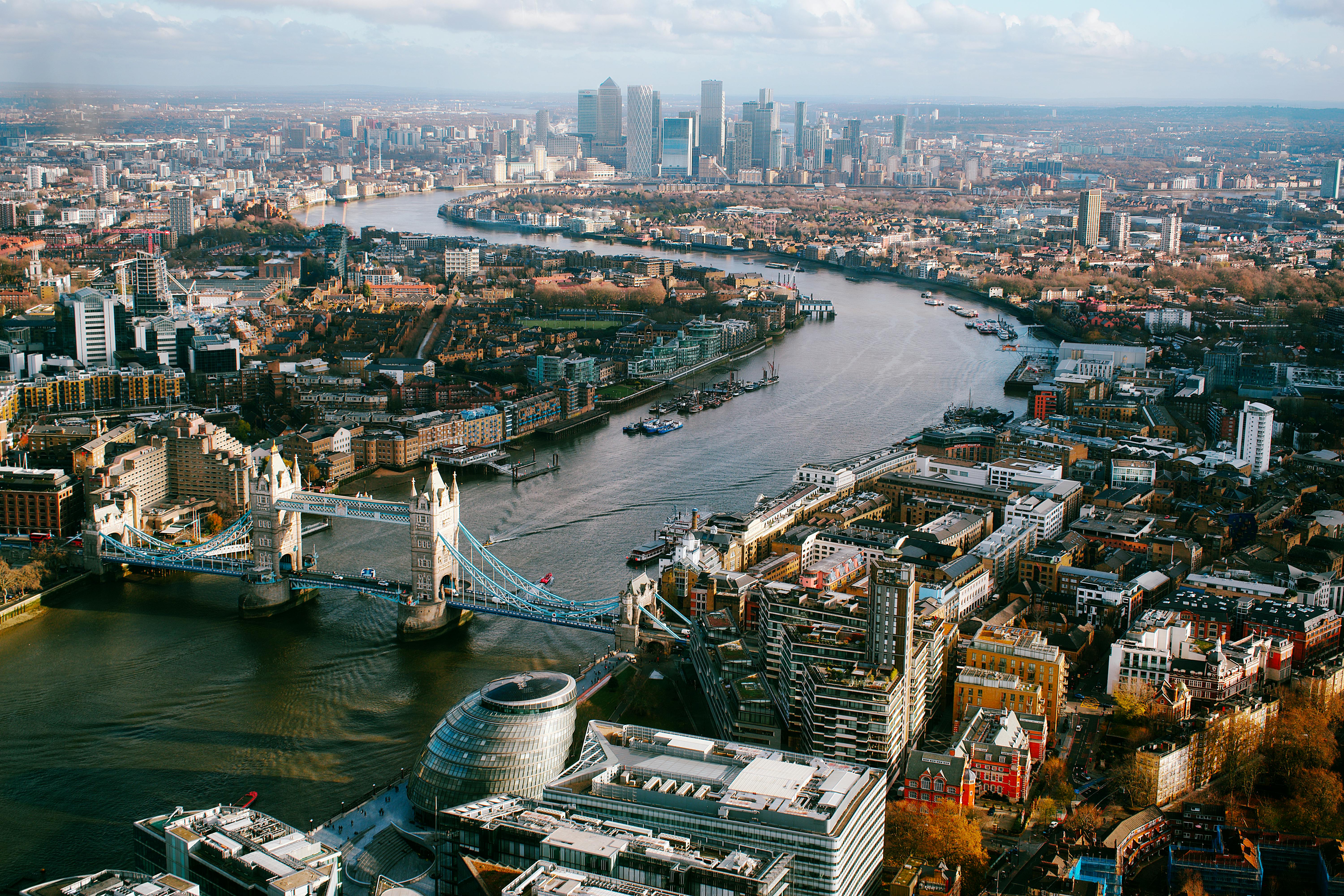 Helicopter view of London