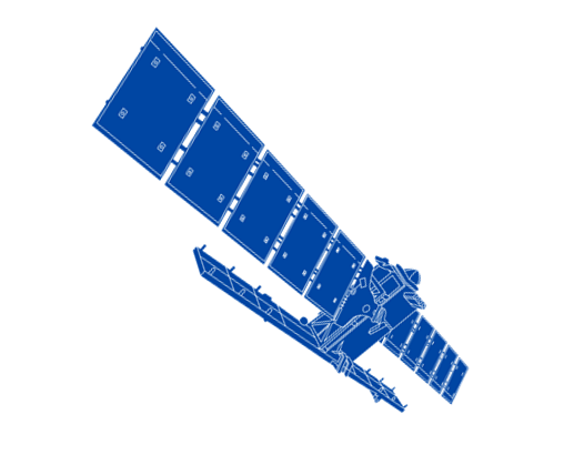 Sentinel-1 satellite illustration in blue color